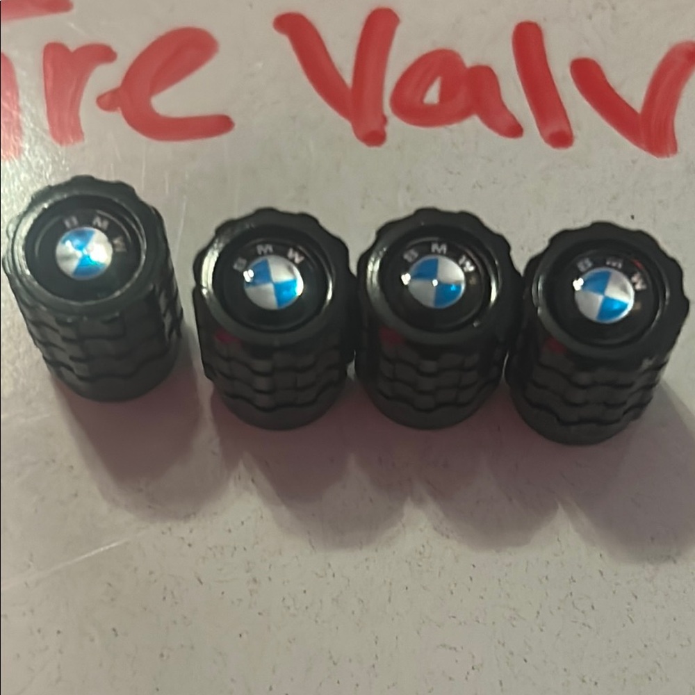 BMW Black Tire Valve Caps with Logo